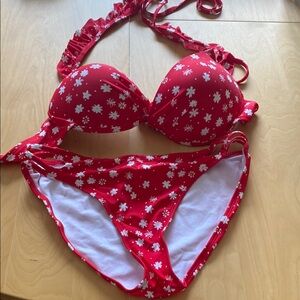 California Waves Red Floral Bikini